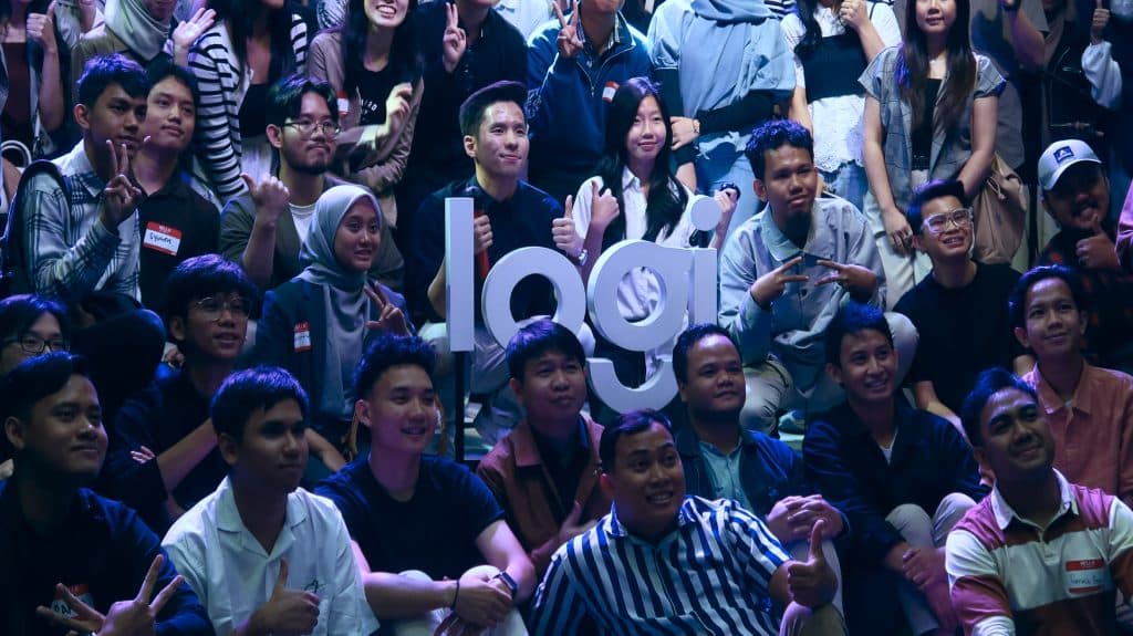 Audience at a Logitech-branded event